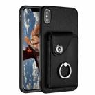 For iPhone X / XS Organ Card Bag Ring Holder Phone Case(Black) - 1