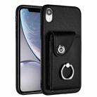 For iPhone XR Organ Card Bag Ring Holder Phone Case(Black) - 1