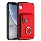 For iPhone XR Organ Card Bag Ring Holder Phone Case(Red) - 1