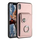 For iPhone XS Max Organ Card Bag Ring Holder Phone Case(Pink) - 1