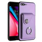 For iPhone 8 Plus / 7 Plus Organ Card Bag Ring Holder Phone Case(Purple) - 1