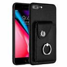 For iPhone 8 Plus / 7 Plus Organ Card Bag Ring Holder Phone Case(Black) - 1