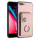 For iPhone 8 Plus / 7 Plus Organ Card Bag Ring Holder Phone Case(Pink) - 1