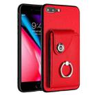 For iPhone 8 Plus / 7 Plus Organ Card Bag Ring Holder Phone Case(Red) - 1