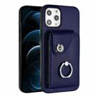 For iPhone 12 mini Organ Card Bag Ring Holder Phone Case(Blue) - 1