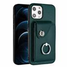 For iPhone 12 mini Organ Card Bag Ring Holder Phone Case(Green) - 1