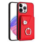 For iPhone 16 Pro Max Organ Card Bag Ring Holder Phone Case(Red) - 1