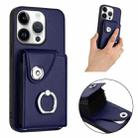 For iPhone 16 Pro Organ Card Bag Ring Holder Phone Case(Blue) - 2