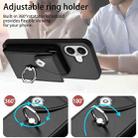 For iPhone 17 Organ Card Bag Ring Holder Phone Case(Black) - 3