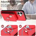 For iPhone 17 Organ Card Bag Ring Holder Phone Case(Red) - 3