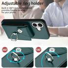 For iPhone 17 Organ Card Bag Ring Holder Phone Case(Green) - 3