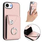 For iPhone 16e Organ Card Bag Ring Holder Phone Case(Pink) - 2