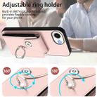 For iPhone 16e Organ Card Bag Ring Holder Phone Case(Pink) - 3