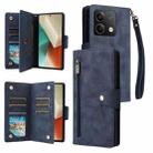 For Xiaomi Redmi Note 13 5G Rivet Buckle 9 Cards Three Fold Leather Phone Case(Blue) - 1