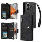 For Xiaomi Redmi Note 13 Pro+ Rivet Buckle 9 Cards Three Fold Leather Phone Case(Black) - 1