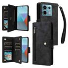 For Xiaomi Redmi Note 13 Pro 5G Rivet Buckle 9 Cards Three Fold Leather Phone Case(Black) - 1