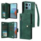 For Xiaomi Redmi Note 13 Pro 5G Rivet Buckle 9 Cards Three Fold Leather Phone Case(Green) - 1