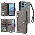 For Xiaomi Redmi Note 13 Pro 5G Rivet Buckle 9 Cards Three Fold Leather Phone Case(Grey) - 1