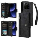 For Xiaomi 13T Pro 5G /13T 5G Global Rivet Buckle 9 Cards Three Fold Leather Phone Case(Black) - 1