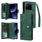 For Xiaomi 13T Pro 5G /13T 5G Global Rivet Buckle 9 Cards Three Fold Leather Phone Case(Green) - 1