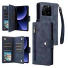 For Xiaomi 13T Pro 5G /13T 5G Global Rivet Buckle 9 Cards Three Fold Leather Phone Case(Blue) - 1