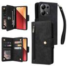 For Xiaomi Redmi Note 13 Pro 4G Rivet Buckle 9 Cards Three Fold Leather Phone Case(Black) - 1