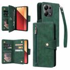 For Xiaomi Redmi Note 13 Pro 4G Rivet Buckle 9 Cards Three Fold Leather Phone Case(Green) - 1