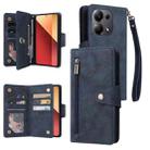 For Xiaomi Redmi Note 13 Pro 4G Rivet Buckle 9 Cards Three Fold Leather Phone Case(Blue) - 1