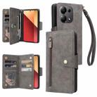 For Xiaomi Redmi Note 13 Pro 4G Rivet Buckle 9 Cards Three Fold Leather Phone Case(Grey) - 1