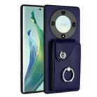 For Honor X9a / Magic5 Lite Organ Card Bag Ring Holder PU Phone Case(Blue) - 1