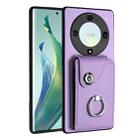 For Honor X9a / Magic5 Lite Organ Card Bag Ring Holder PU Phone Case(Purple) - 1