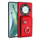 For Honor X9a / Magic5 Lite Organ Card Bag Ring Holder PU Phone Case(Red) - 1