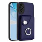 For Honor 200 Pro 5G Organ Card Bag Ring Holder PU Phone Case(Blue) - 1