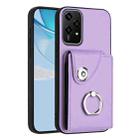 For Honor 200 Lite 5G Global Organ Card Bag Ring Holder PU Phone Case(Purple) - 1