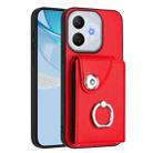 For Honor 400 Lite Global / X70i Organ Card Bag Ring Holder PU Phone Case(Red) - 1