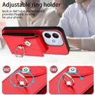 For Honor 400 Lite Global / X70i Organ Card Bag Ring Holder PU Phone Case(Red) - 3