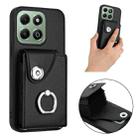 For Honor X6b 4G Organ Card Bag Ring Holder PU Phone Case(Black) - 2