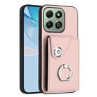 For Honor X6b 4G Organ Card Bag Ring Holder PU Phone Case(Pink) - 1