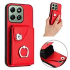 For Honor X6b 4G Organ Card Bag Ring Holder PU Phone Case(Red) - 2