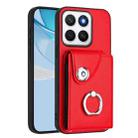 For Honor X8c 4G Organ Card Bag Ring Holder PU Phone Case(Red) - 1
