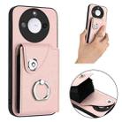 For Honor X60 / X9c Smart Organ Card Bag Ring Holder PU Phone Case(Pink) - 2