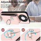 For Honor X60 / X9c Smart Organ Card Bag Ring Holder PU Phone Case(Pink) - 3