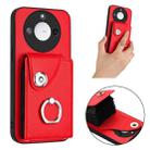 For Honor X60 / X9c Smart Organ Card Bag Ring Holder PU Phone Case(Red) - 2