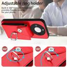 For Honor X60 / X9c Smart Organ Card Bag Ring Holder PU Phone Case(Red) - 3