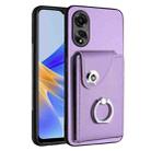 For OPPO A58 4G Global Organ Card Bag Ring Holder PU Phone Case(Purple) - 1