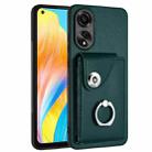 For OPPO A78 4G Global Organ Card Bag Ring Holder PU Phone Case(Green) - 1