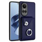 For OPPO Reno10/Reno10 Pro 5G Global Organ Card Bag Ring Holder PU Phone Case(Blue) - 1