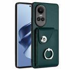 For OPPO Reno10/Reno10 Pro 5G Global Organ Card Bag Ring Holder PU Phone Case(Green) - 1