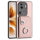 For OPPO Reno11 Pro Global Organ Card Bag Ring Holder PU Phone Case(Pink) - 1