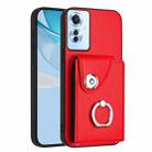 For OPPO Reno11 F Thai Version Organ Card Bag Ring Holder PU Phone Case(Red) - 1